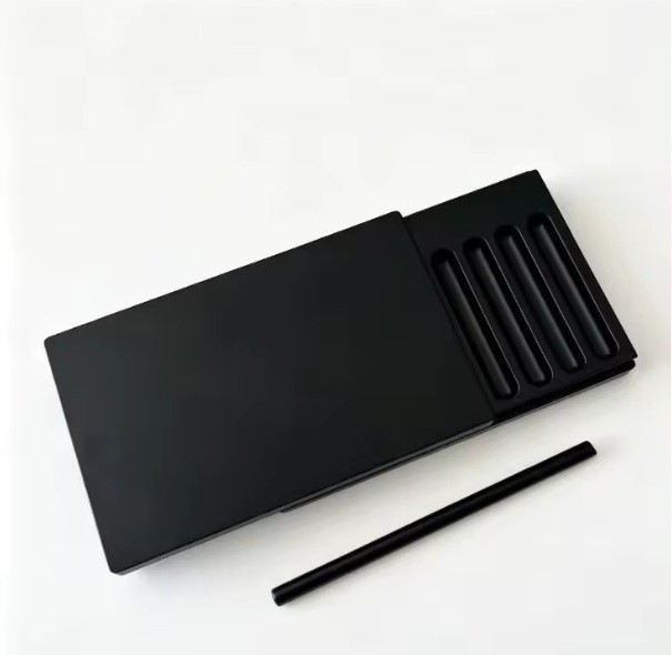 black snuff box kit 7 grooves compartments with quick release tube