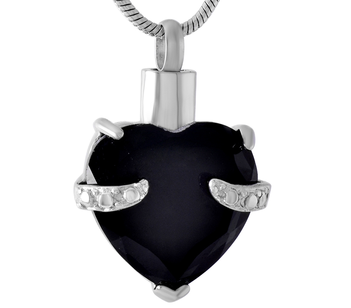 ashes jewellery stainless steel black heart necklace memorial urn