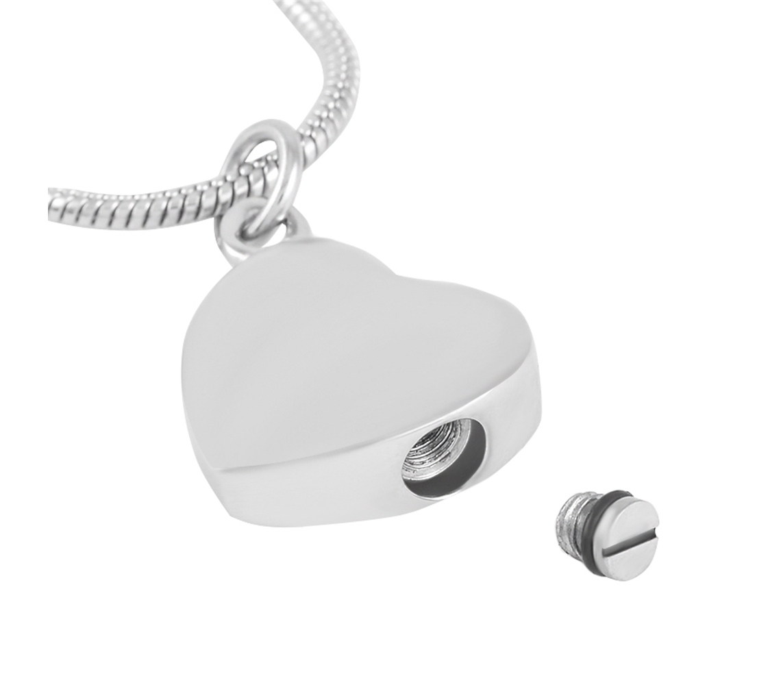 ashes jewellery stainless steel diagonal heart charm memorial urn