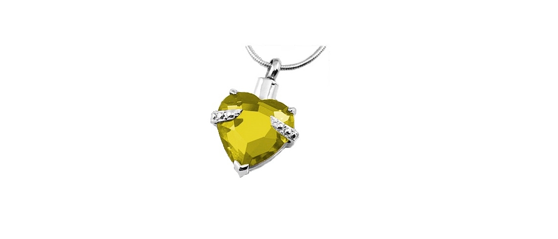 ashes jewellery stainless steel yellow heart necklace memorial urn