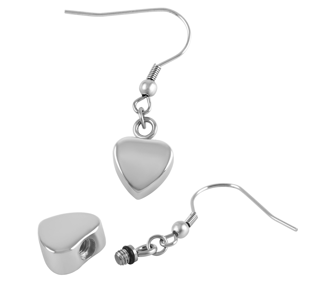 ashes jewellery stainless steel heart with paw prints earrings memorial urn