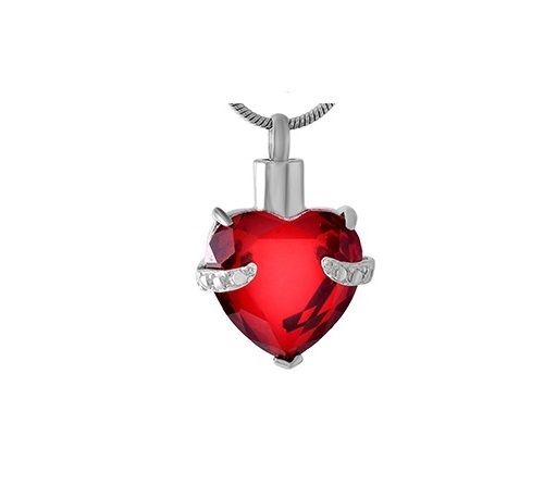 Ashes Jewellery stainless steel Red Heart necklace memorial urn
