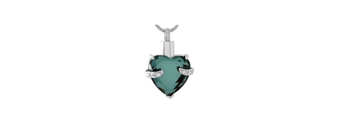 ashes jewellery stainless steel sea green heart necklace memorial urn