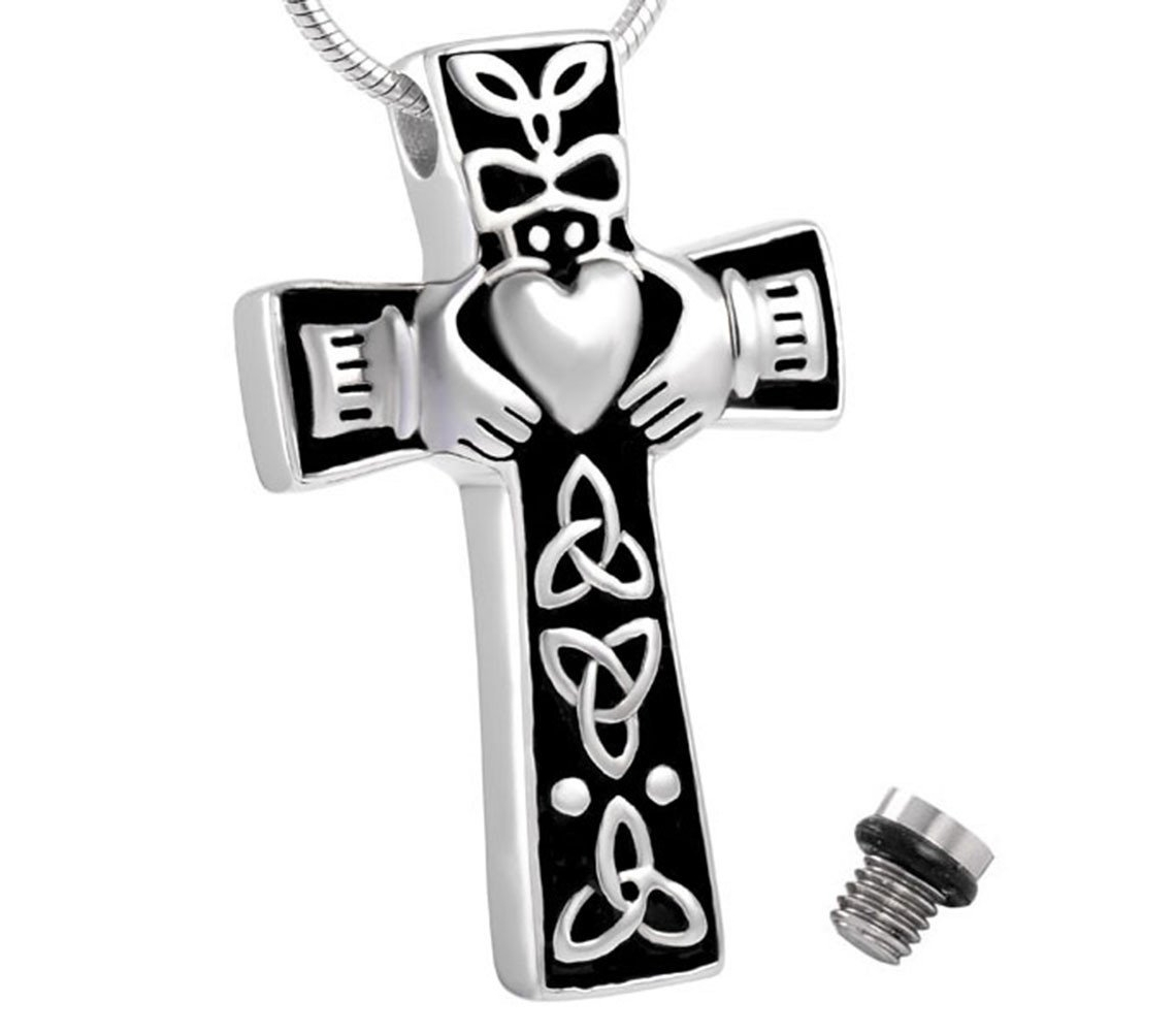 ashes jewellery stainless steel loyalty cross necklace memorial urn
