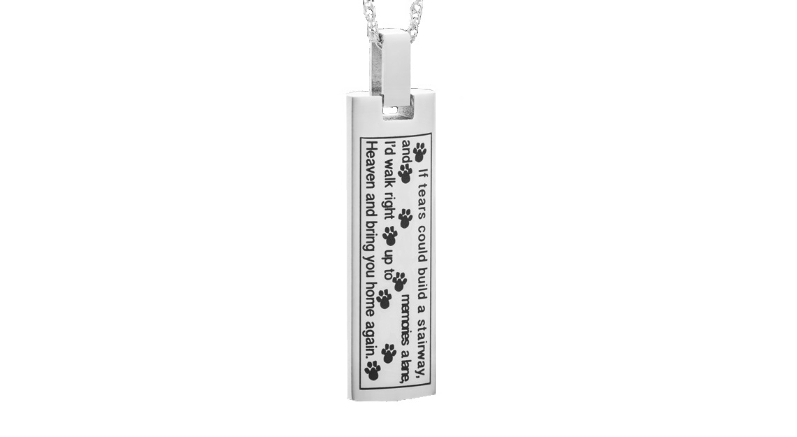 ashes jewellery stainless steel paw prints, if tears.... necklace memorial urn