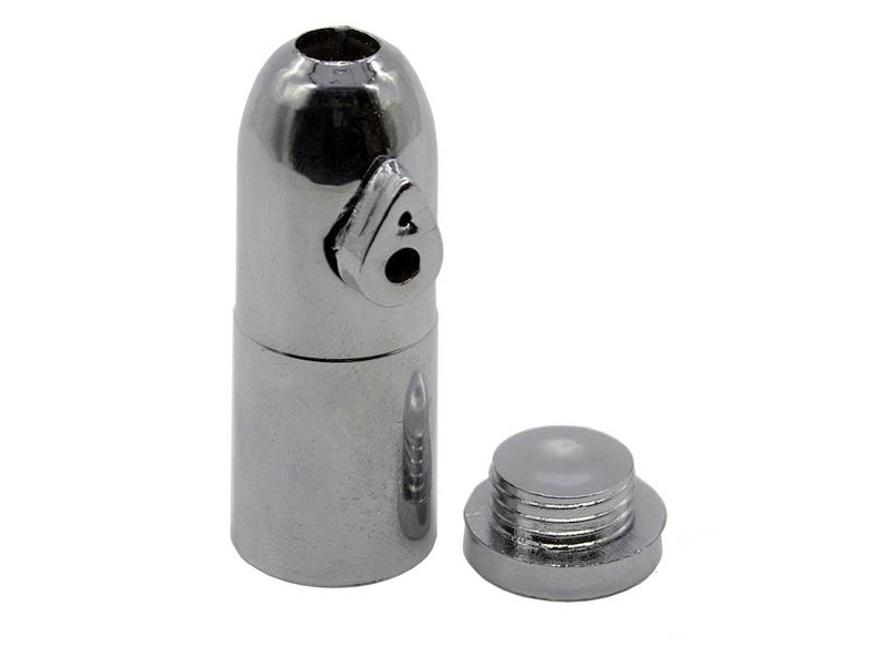 Bottom loading plastic snuff bullet snorter silver (for snuff)
