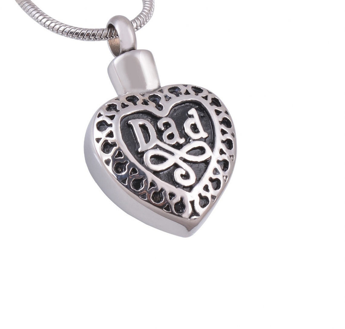 ashes jewellery stainless steel dad heart necklace memorial urn