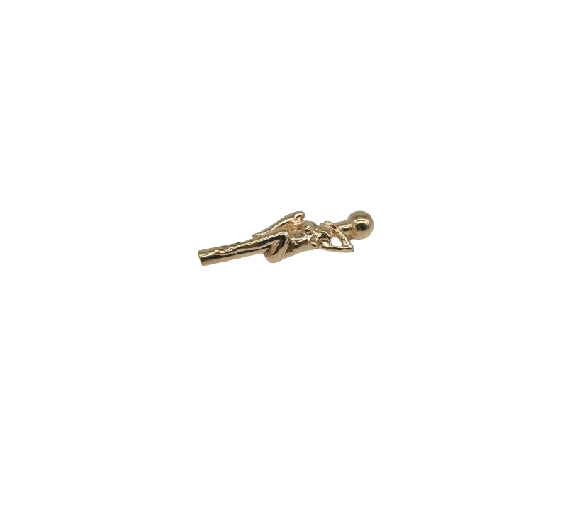luxury sniffer tube with woman on pole, gold coloured