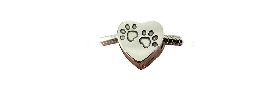 ashes jewellery stainless steel paw print heart charm memorial urn