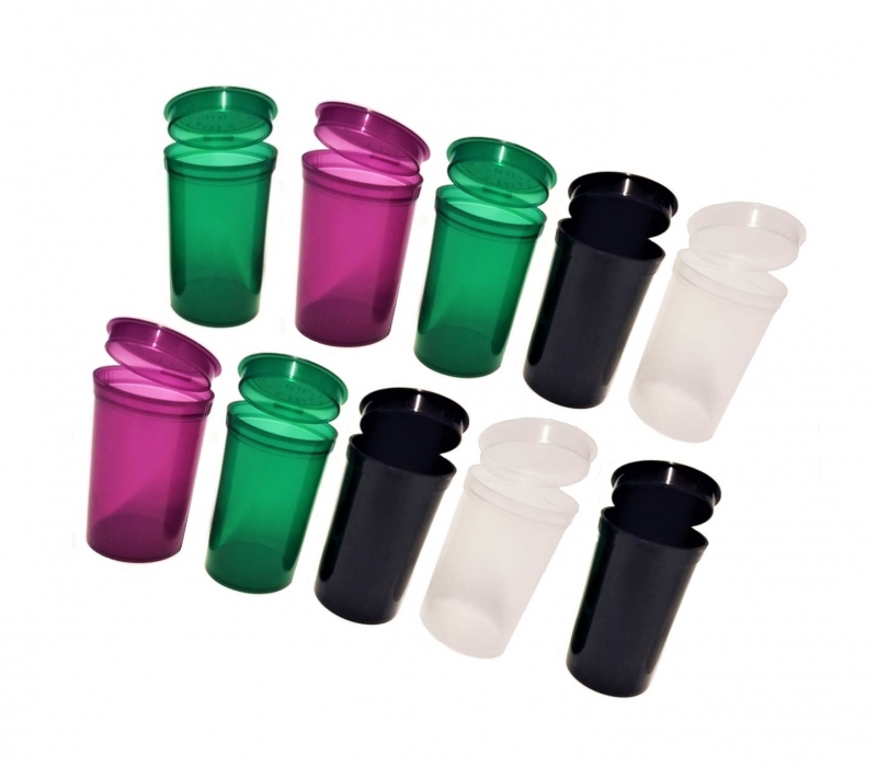 100x 19 Dram POP TOP SQUEEZE JAR POT STASH POTS SNAP CAP XR MEDICAL LABEL TUBS