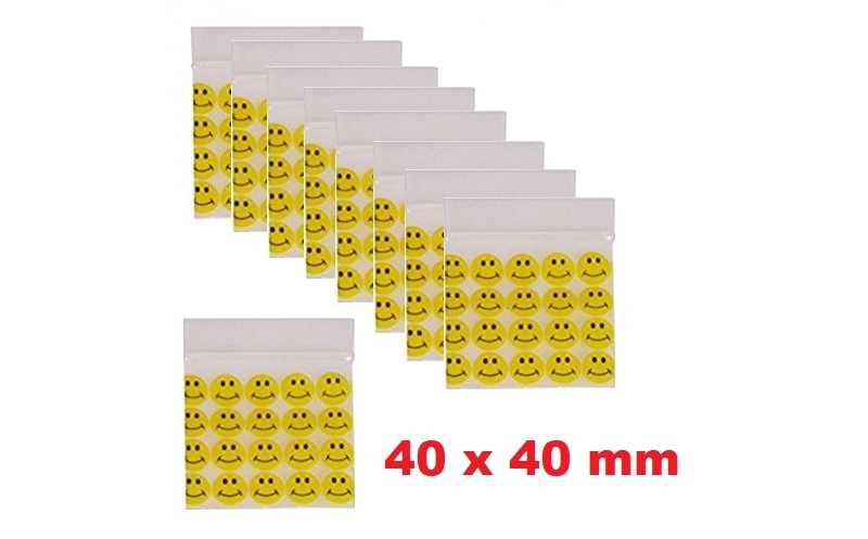 1000x 40mm x 40mm smiley face grip seal gummy sealy bags baggies 