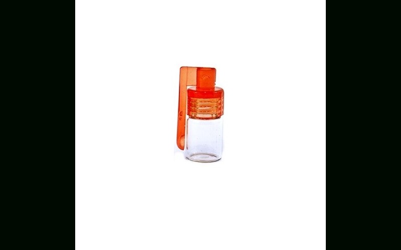 small glass bottle with side spoon orange