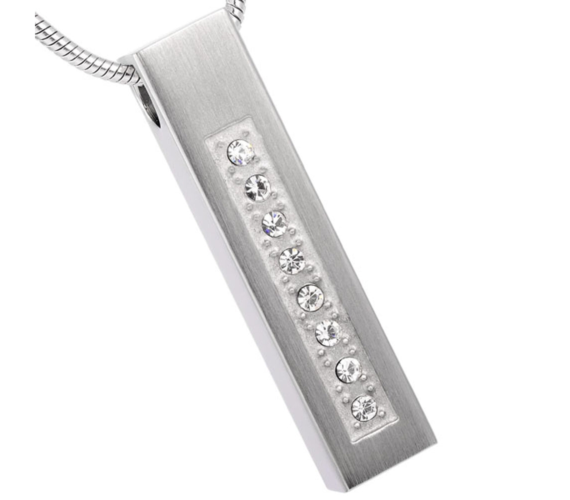 ashes jewellery stainless steel cuboid with 8 stones necklace memorial urn