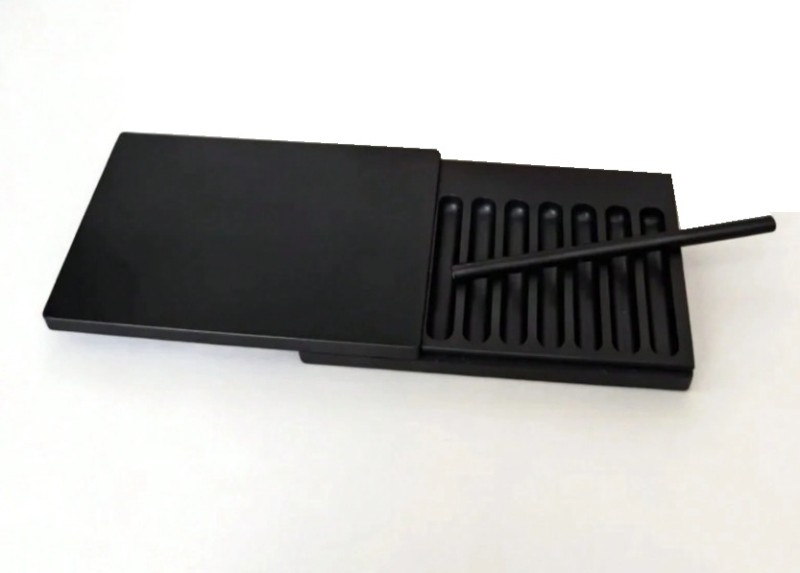 Black snuff box kit 7 grooves compartments wi