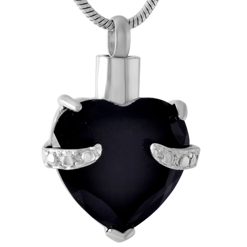 ashes jewellery stainless steel black heart n