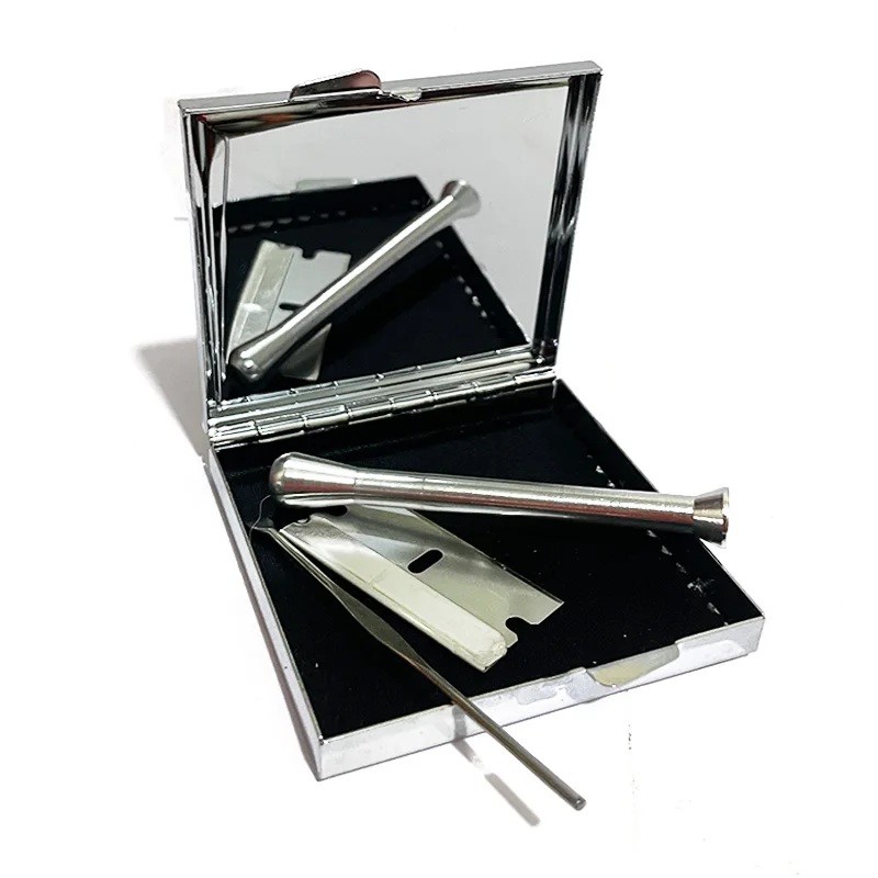 deluxe silver snuff snorter box kit 