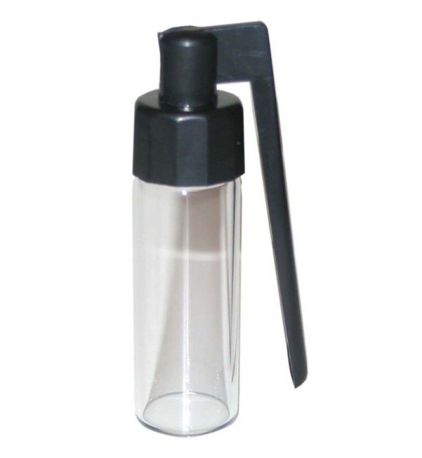 Large clear glass bottle with side spoon Blac