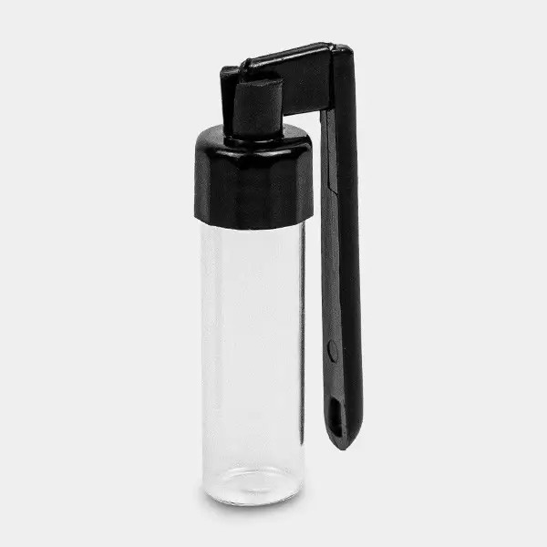Large clear glass bottle with side spoon Blac