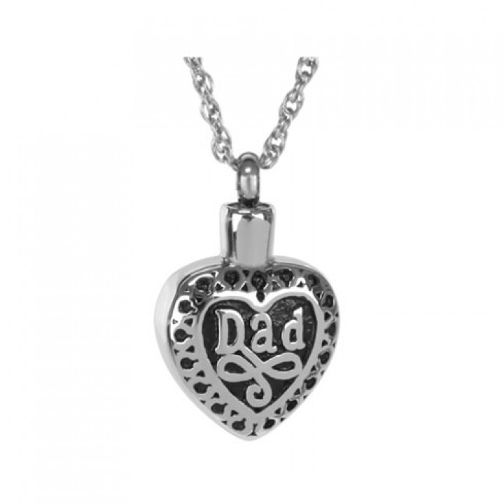 Ashes Jewellery stainless steel Dad Heart nec