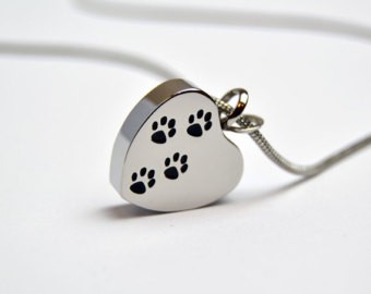Ashes Jewellery stainless steel Paw print Hea