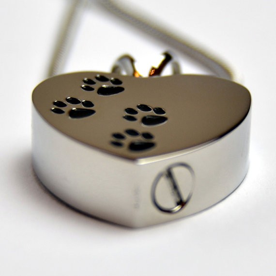 Ashes Jewellery stainless steel Paw print Hea