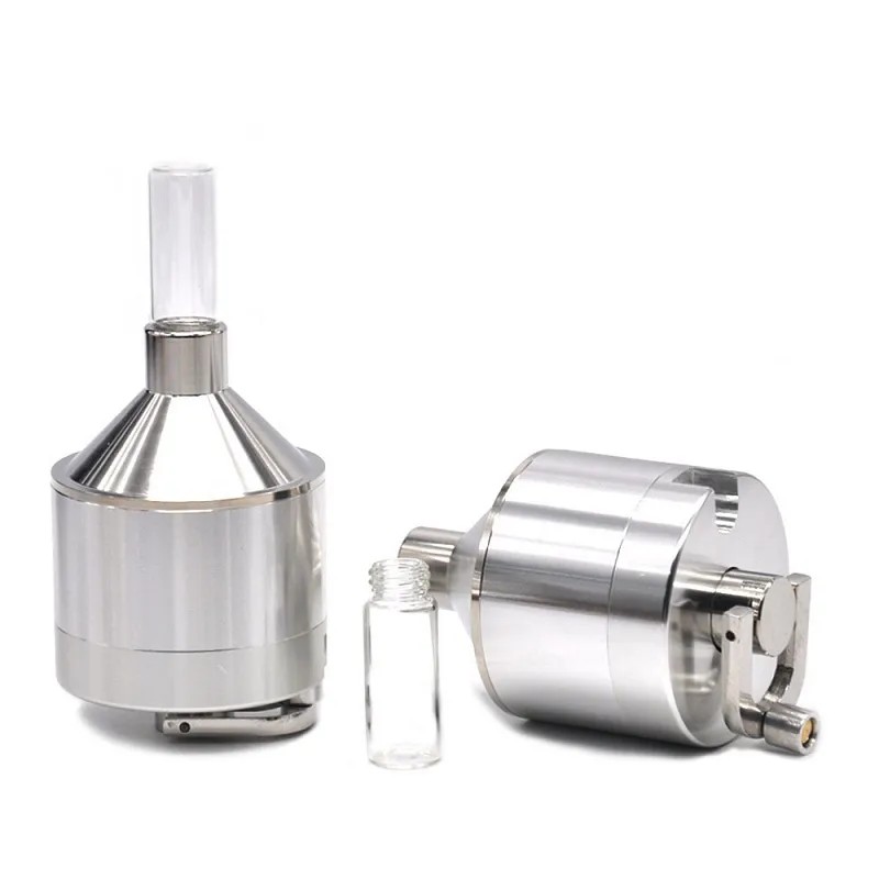 Powder grinder mill with glass bottle vial