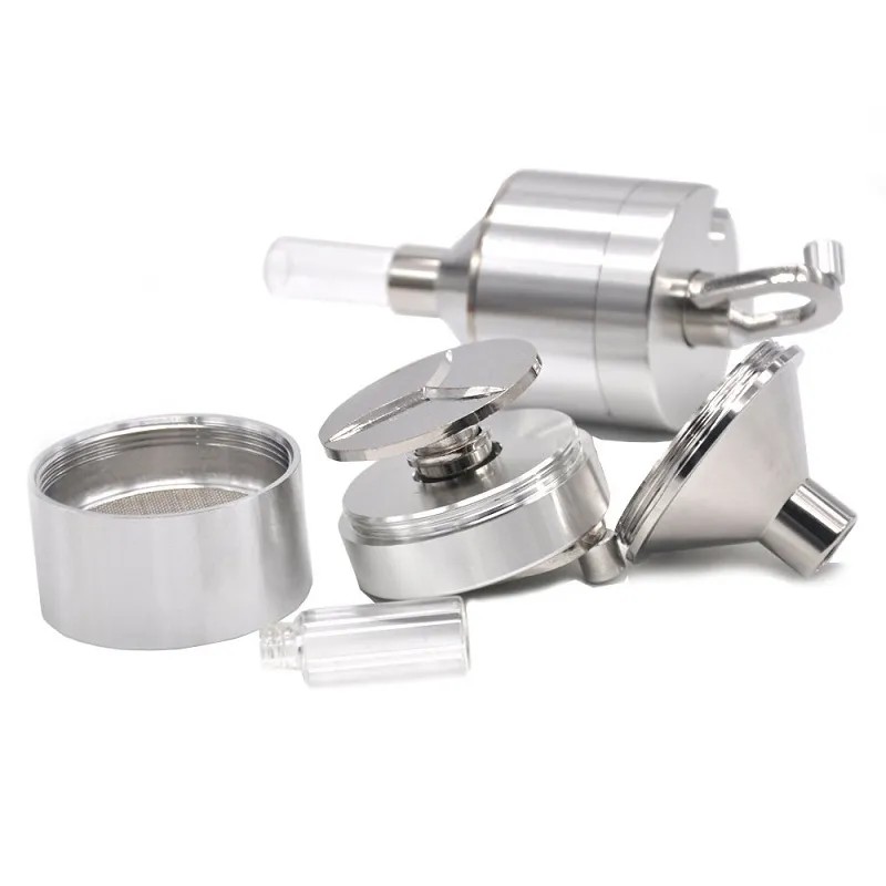 Powder grinder mill with glass bottle vial