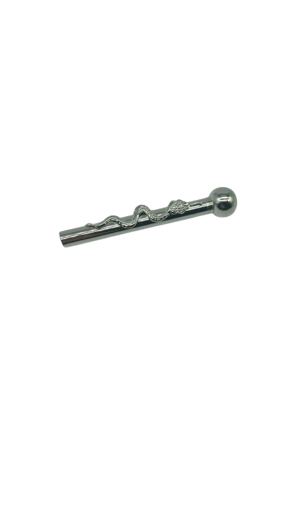 luxury snorter tube with snake, silver coloured