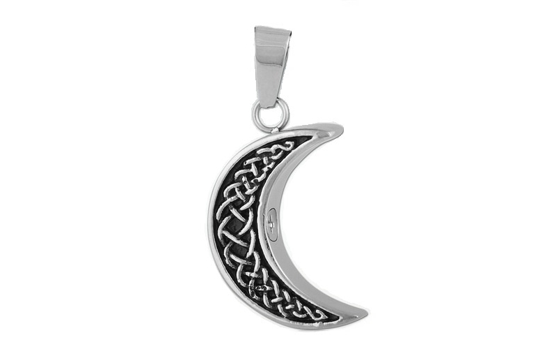ashes jewellery stainless steel crescen moon necklace memorial urn