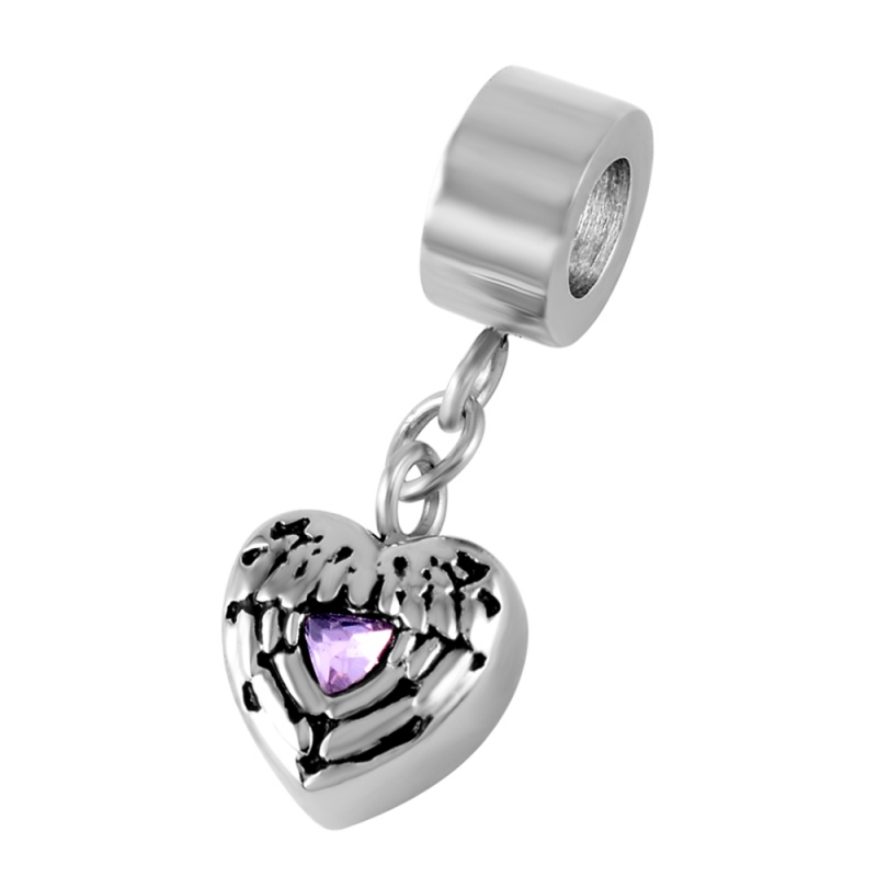 ashes jewellery stainless steel heart charm with stone memorial urn