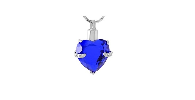 ashes jewellery stainless steel blue heart necklace memorial urn
