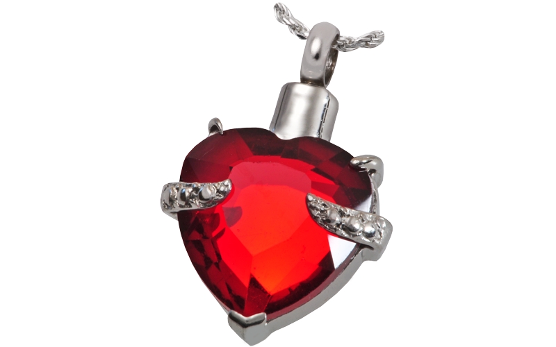 ashes jewellery stainless steel red heart necklace memorial urn