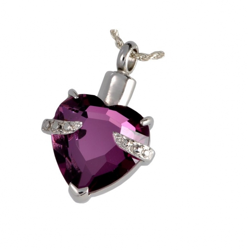 ashes jewellery stainless steel purple heart necklace memorial urn