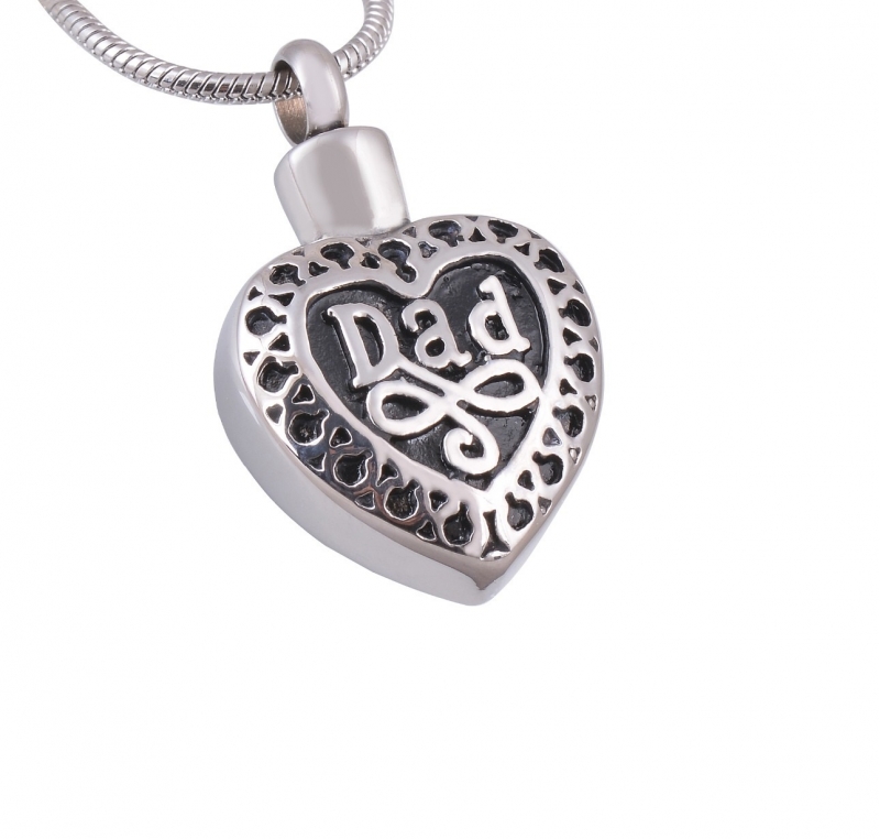 ashes jewellery stainless steel dad heart necklace memorial urn