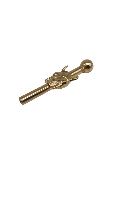luxury sniffer with large devil face, gold coloured