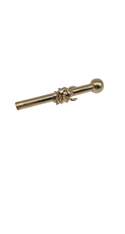 luxury sniffer tube with small devil face, gold coloured
