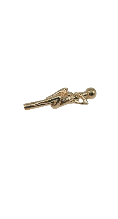 luxury sniffer tube with woman on pole, gold coloured