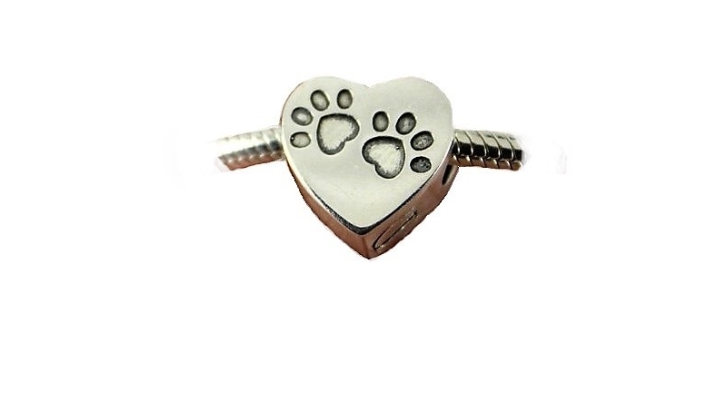 ashes jewellery stainless steel paw print heart charm memorial urn